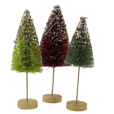 Christmas 9.5" Jewel-Tide Long Stem Trees Glittered Bottle Brush  -  Decorative Figurines | Target