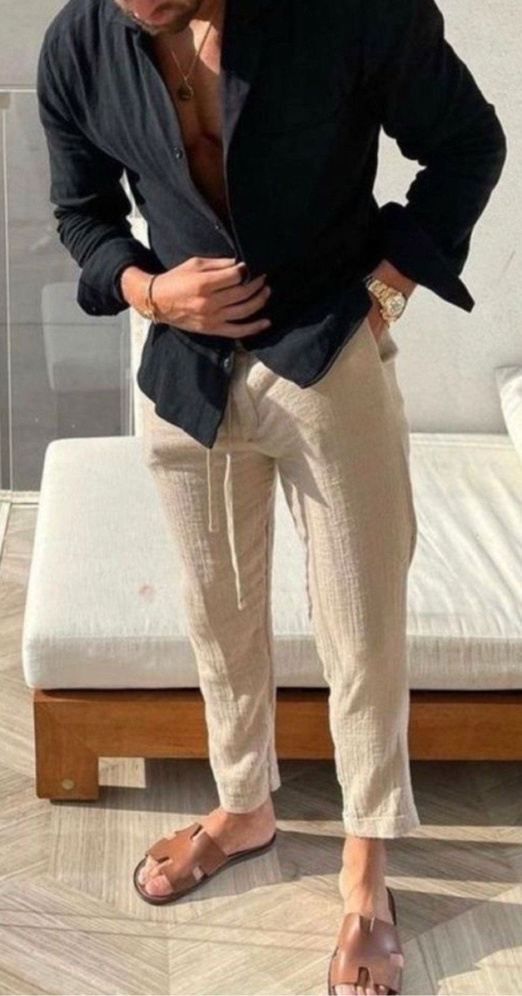 Men’s Summer Outfit with button up long sleeve linen shirt, linen pants and slides



#LTKTravel #LTKMens #LTKActive