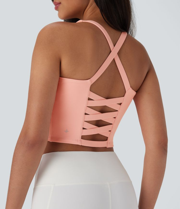 Women’s Crisscross Backless Cropped Yoga Tank Top-D/DD/DDD/F Cups - Halara | HALARA