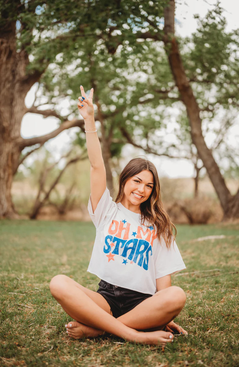 "Oh My Stars" Cropped Graphic Tee | Apricot Lane Boutique