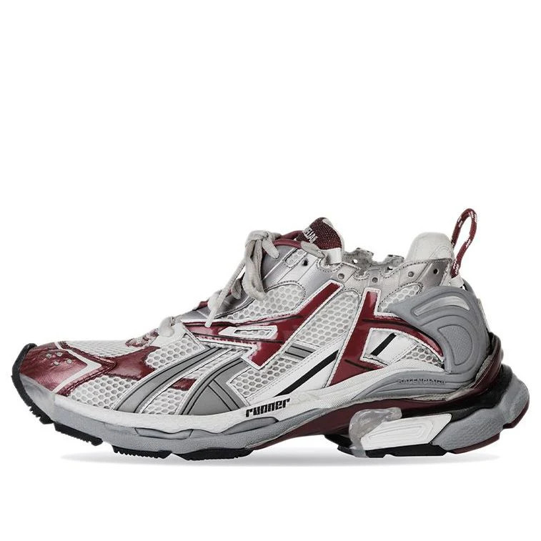 Balenciaga Runner Sneakers 'Burgundy Grey White Mesh and Nylon' 677403W3RB39069 | KICKS CREW