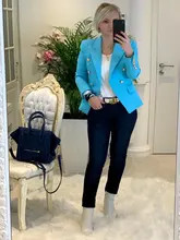 High street clássico barroco designer blazer jaqueta feminina metal leão botões duplo breasted... | Ali Express BR