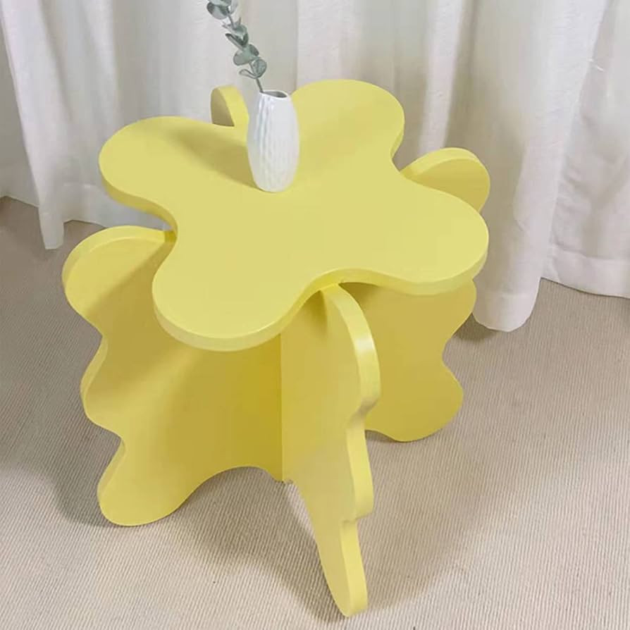 Coffee Table, Mini Petal Coffee Table Cartoon Solid Wood Wave Side Table Simple Bedroom Bedside C... | Amazon (US)