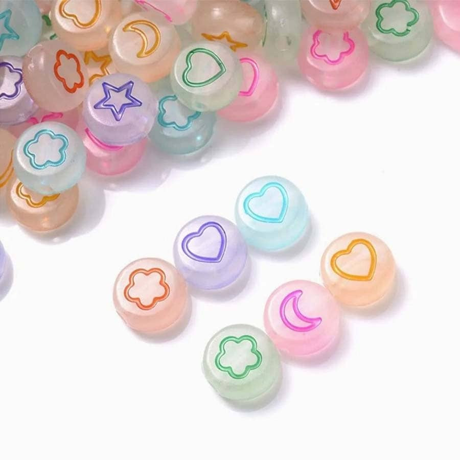 100 Peças Fofo Luminoso Acrílico Redondo Símbolo Em Forma Miçangas Para Bracelete , Colar , B... | SHEIN