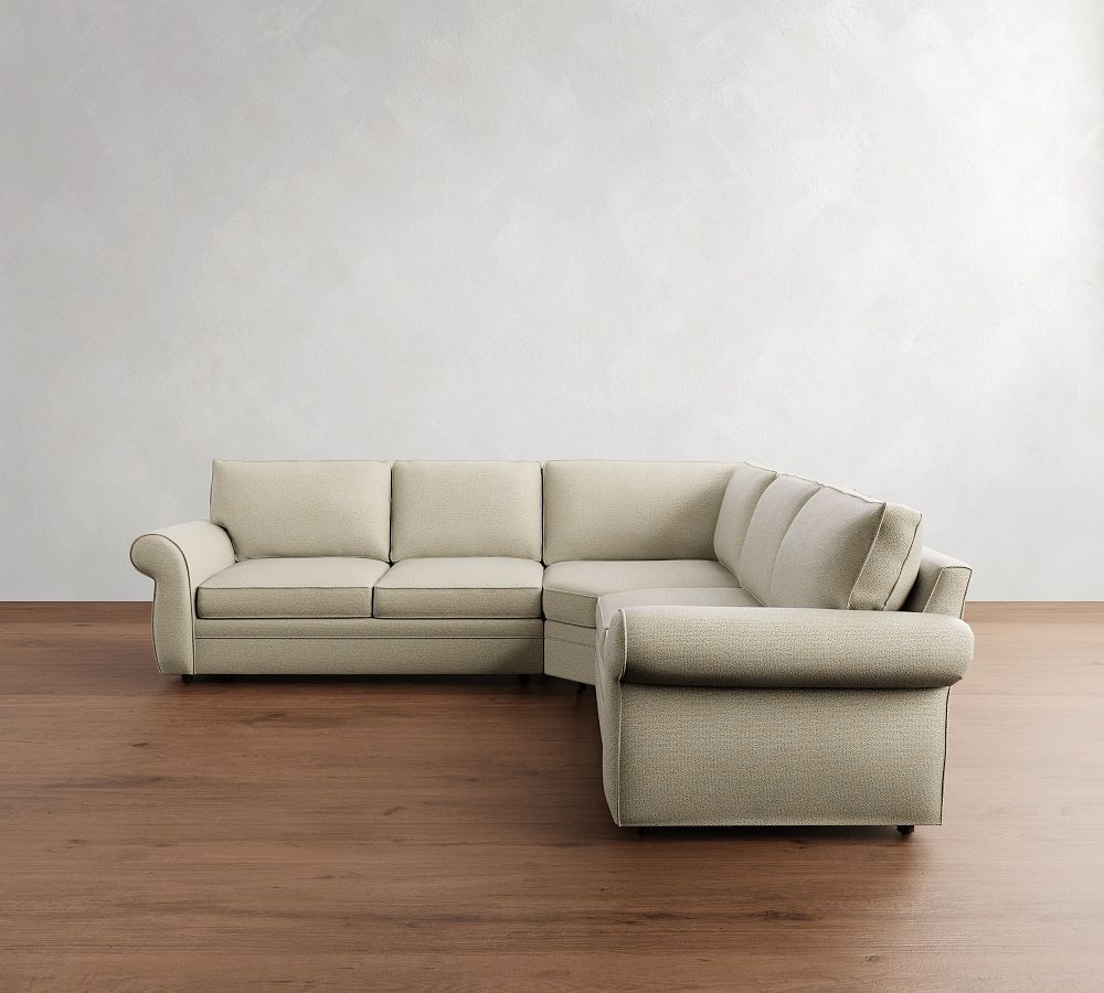 Pearce Roll Arm 3-Piece L-Shaped Wedge Sectional (122"–130") | Pottery Barn (US)