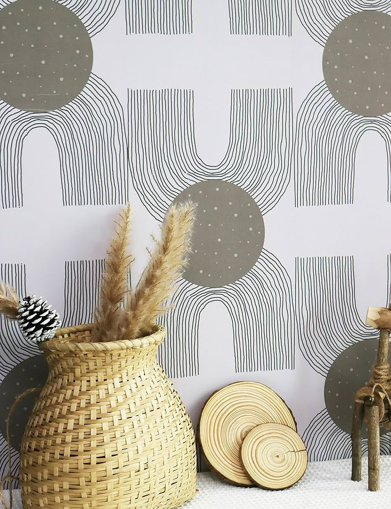 Gleom 16.14"x197" Peel and Stick Wallpaper Boho Contact Paper Brown and Gray Wallpaper Fun Patter... | Amazon (US)
