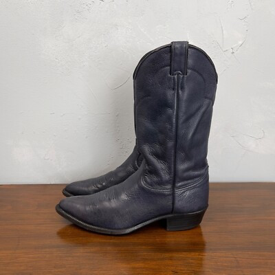 Vintage Justin Navy Blue Leather Cowboy Boots MADE IN USA Men's 10.5 D  | eBay | eBay US