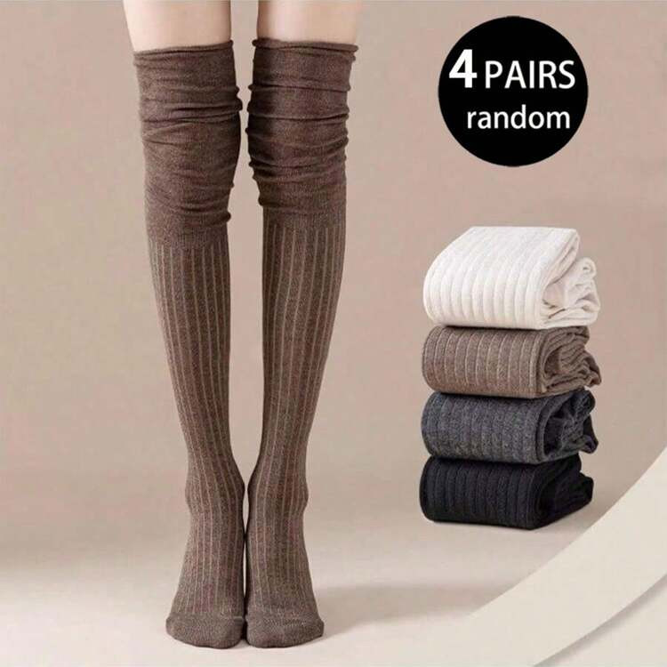 2-4 Pairs Random Over-The-Knee Socks For Women, Summer Long Stockings, Spring Autumn High Tube Kn... | SHEIN