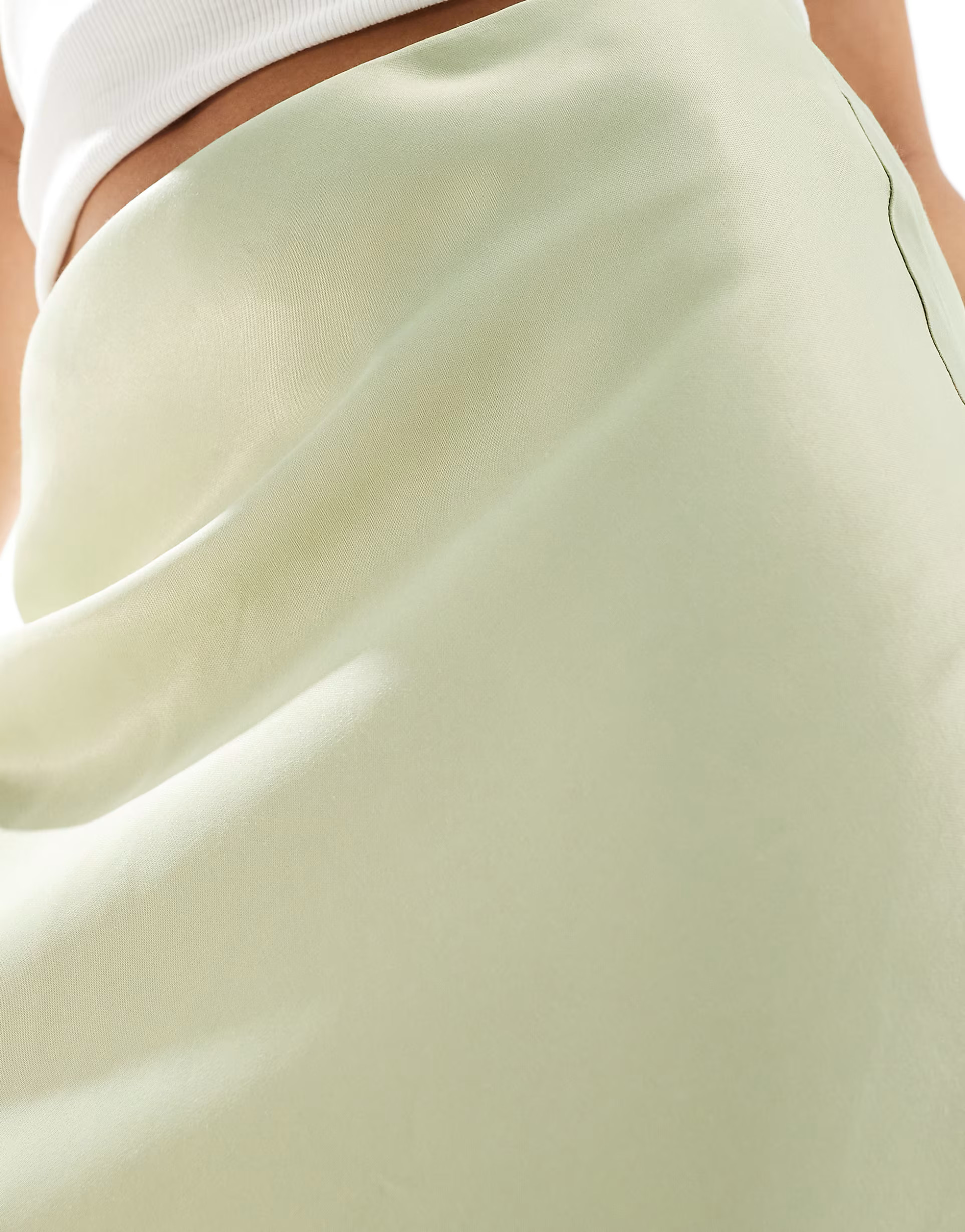 Stradivarius satin midi skirt in washed green | ASOS (Global)