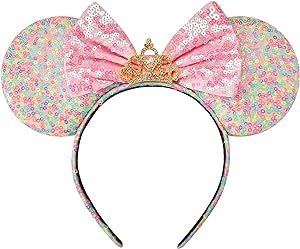 RAZKO Iridescent Minnie Ears Headband, Sequin Pink Rainbow Minnie Ears Headband Mouse ears Headba... | Amazon (US)