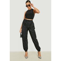Womens Shell Cargo Joggers - Black - L | boohoo (US & Canada)
