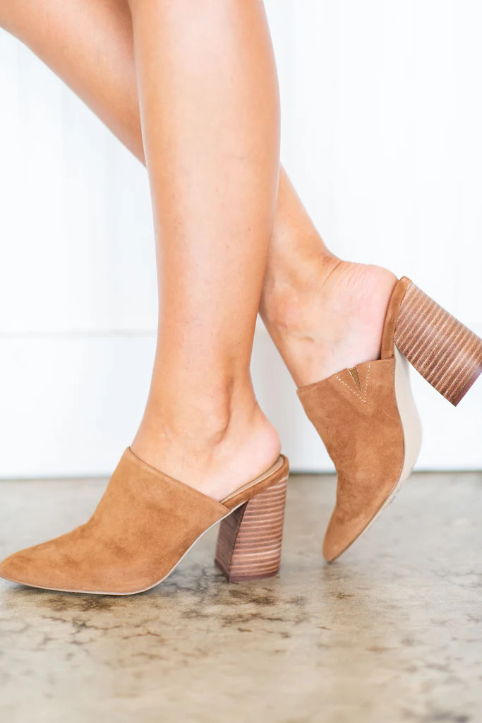 Steven By Steve Madden: The Neva Heeled Mules, Cognac | The Mint Julep Boutique