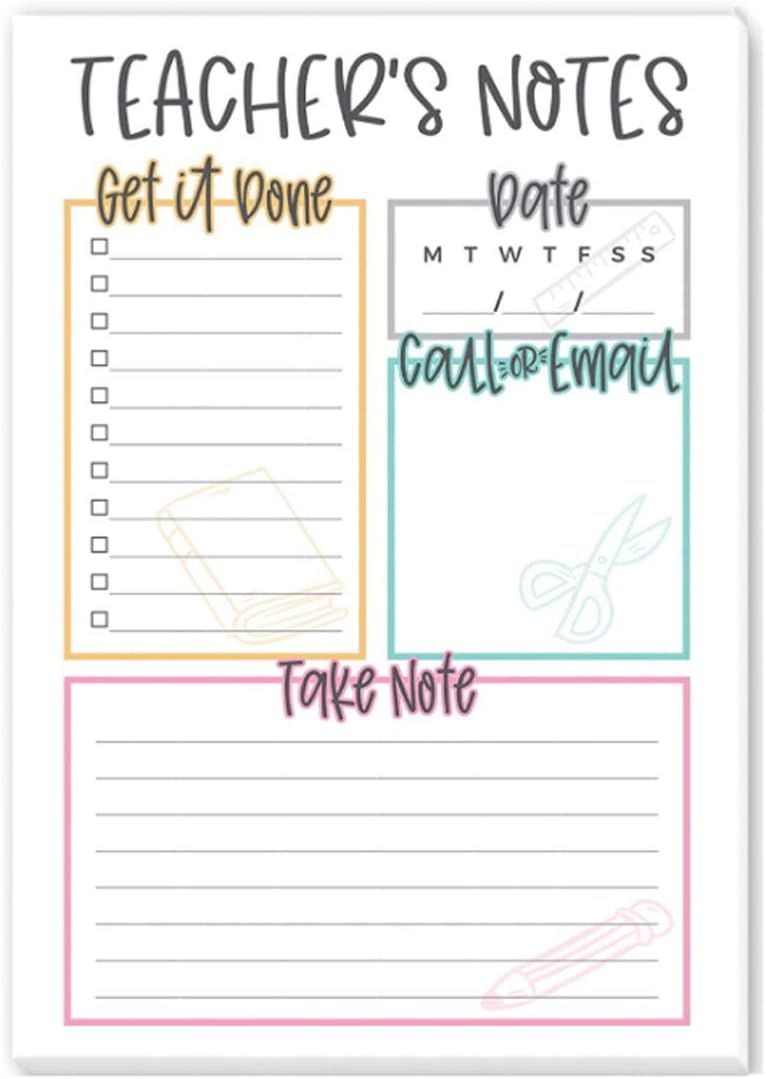 Tiny Expressions 5.5" x 8.5" Teacher's To Do List Notepad, 50 Sheet Lined Paper Daily Planner Not... | Amazon (US)