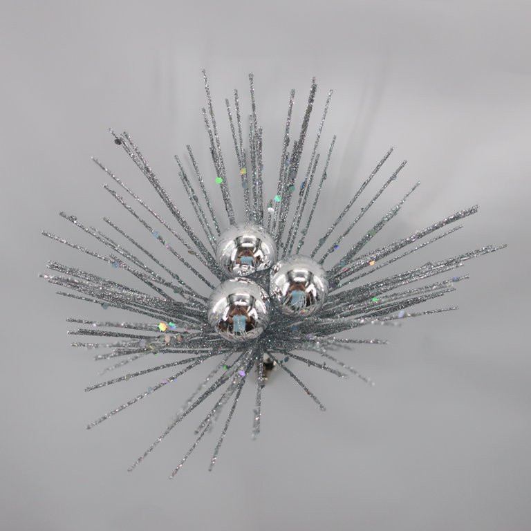 Silver Glitter Spray Decorative Clip Christmas Ornament-On Christmas Ornament, 7 in, by Holiday T... | Walmart (US)