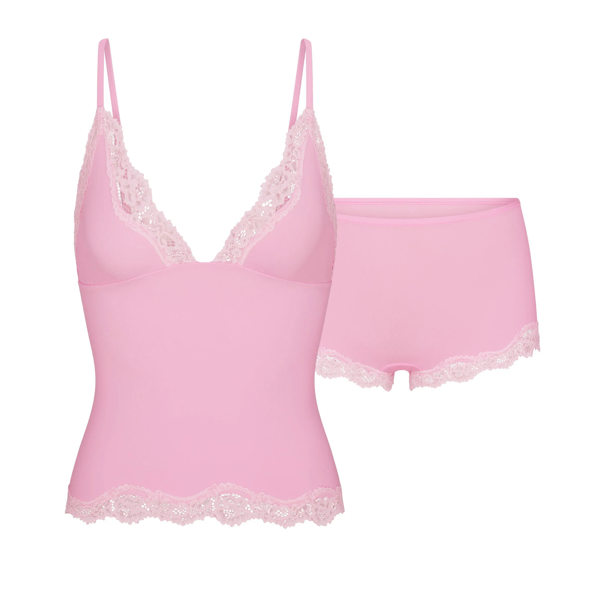 SKIMS Triangle Cami Top And Boy Short Set | Pink | 4XL | Fits Everybody Lace | SKIMS (US)