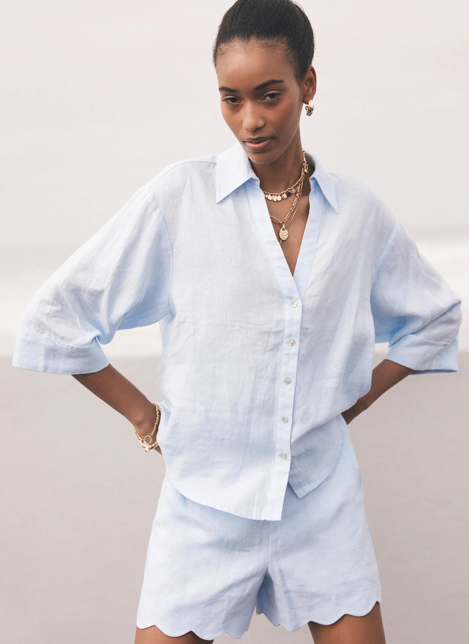 Blue Linen Resort Shirt | Mint Velvet