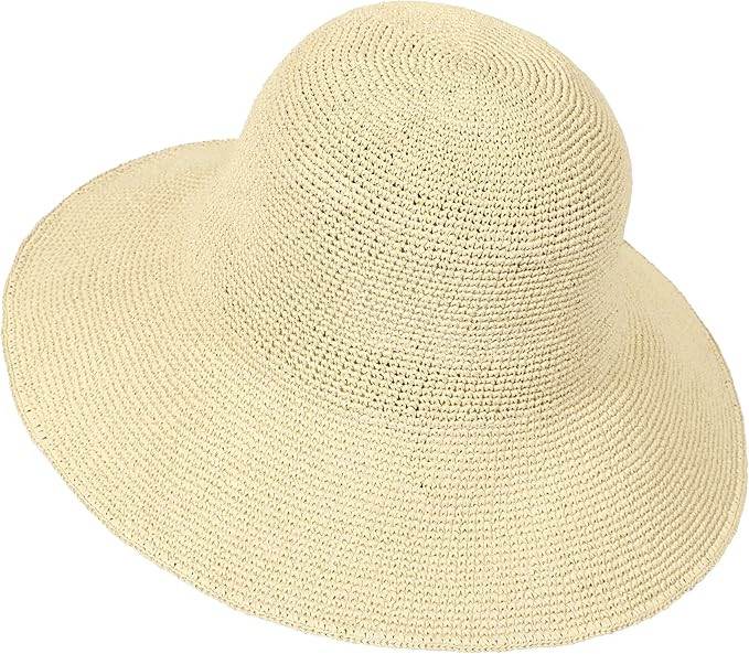 Women's Sun Hat Handmade Foldable Straw Bucket Hat Summer Crochet Travel Cap UPF 50+ | Amazon (US)
