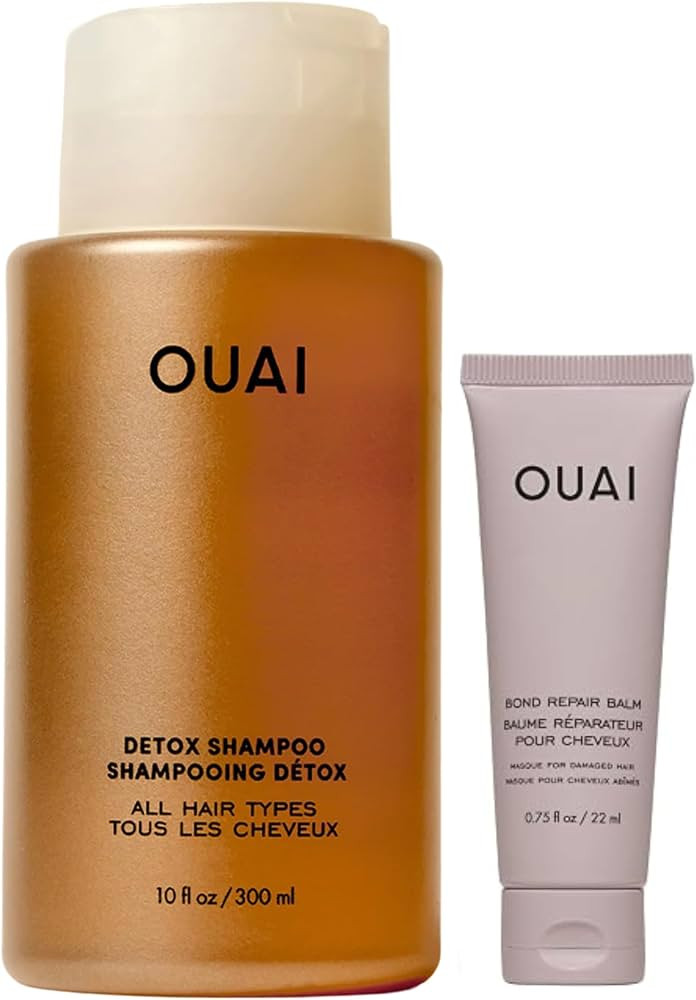 OUAI Salon Size Detox Shampoo & Bond Repair Balm, Build Up & Wash Day Reset | Amazon (US)