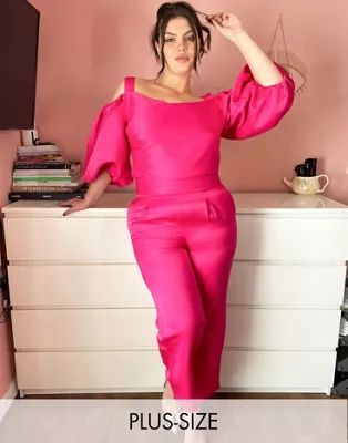 Yaura Plus tailored pants in hot pink - part of a set | ASOS (Global)