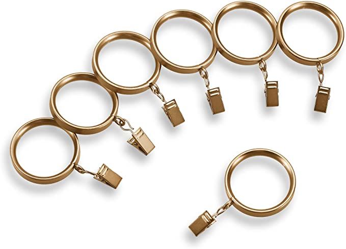 MODE Premium Collection Flat Steel Curtain Clip Rings, Set of 14 Curtain Rings with Clips, Rings ... | Amazon (US)