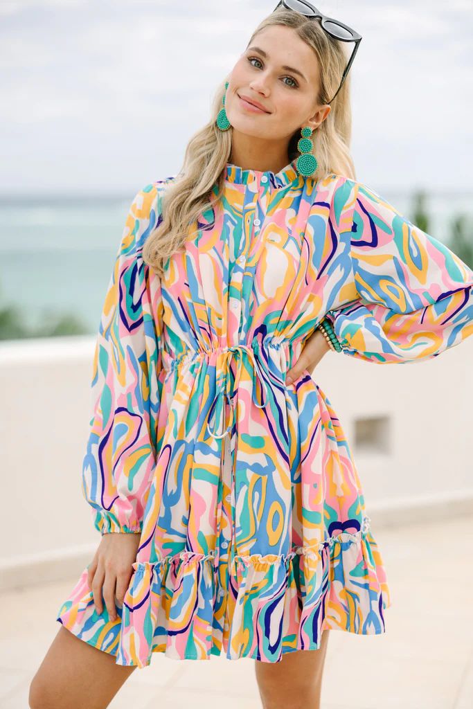 Beautifully You Pink Abstract Dress | The Mint Julep Boutique