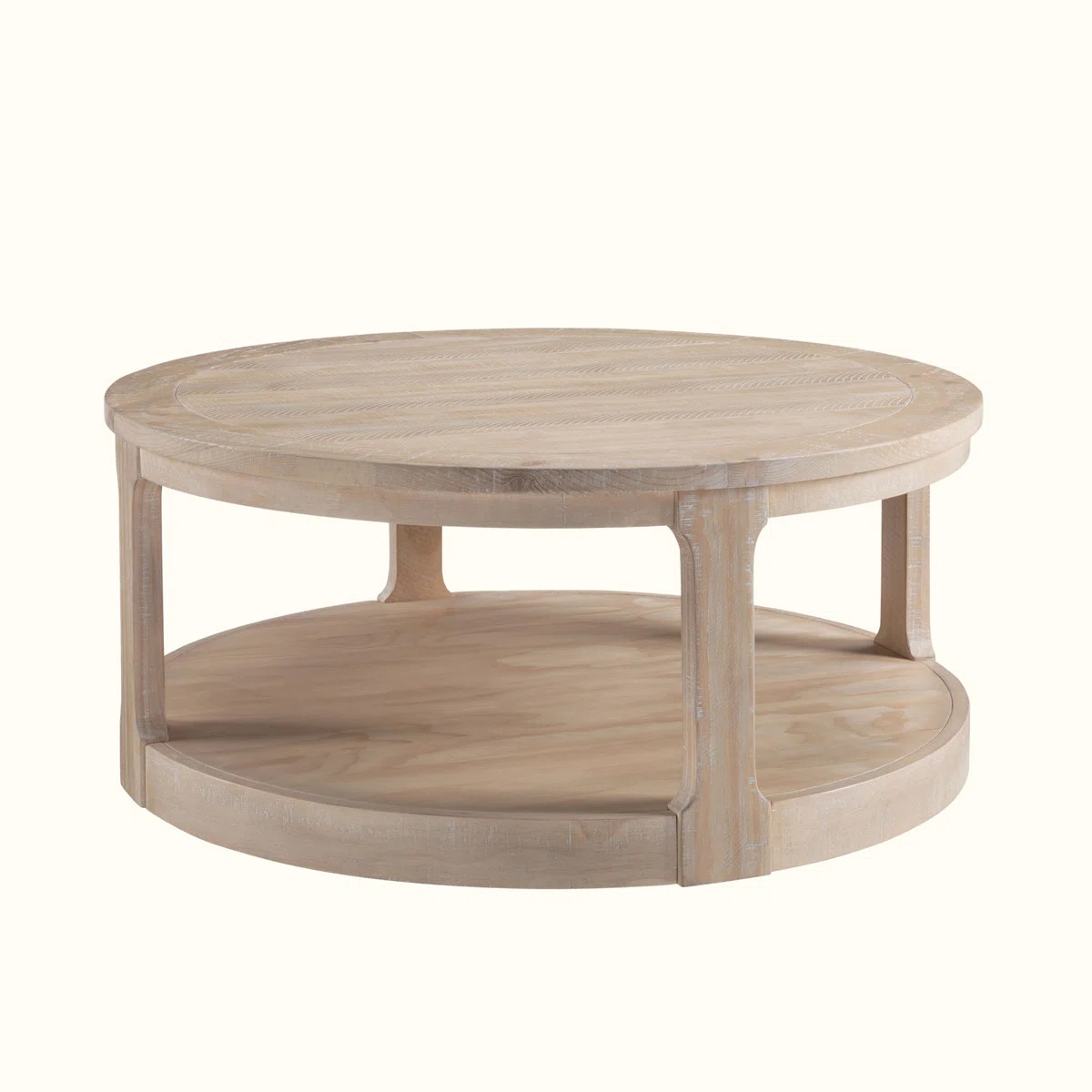 40Inch Large Curved 2 Tier Traditional Round Circle Wooden Center Coffee Table,Rounded Wooden Tab... | Wayfair North America