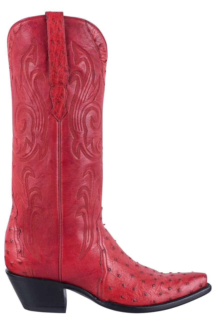 Stallion Women's Red Full Quill Ostrich Gallegos Cowgirl Boots | Pinto Ranch | Pinto Ranch