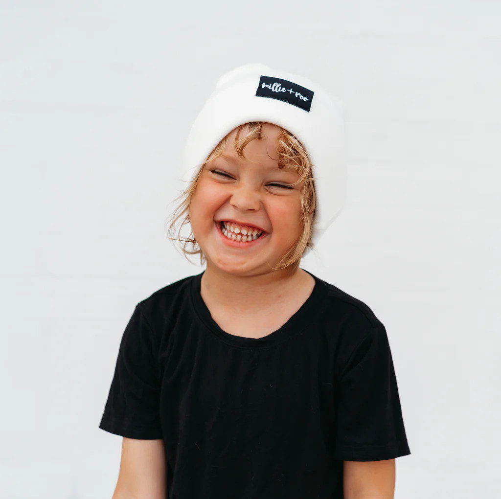 BAMBOO CUFF BEANIE- White | millie + roo