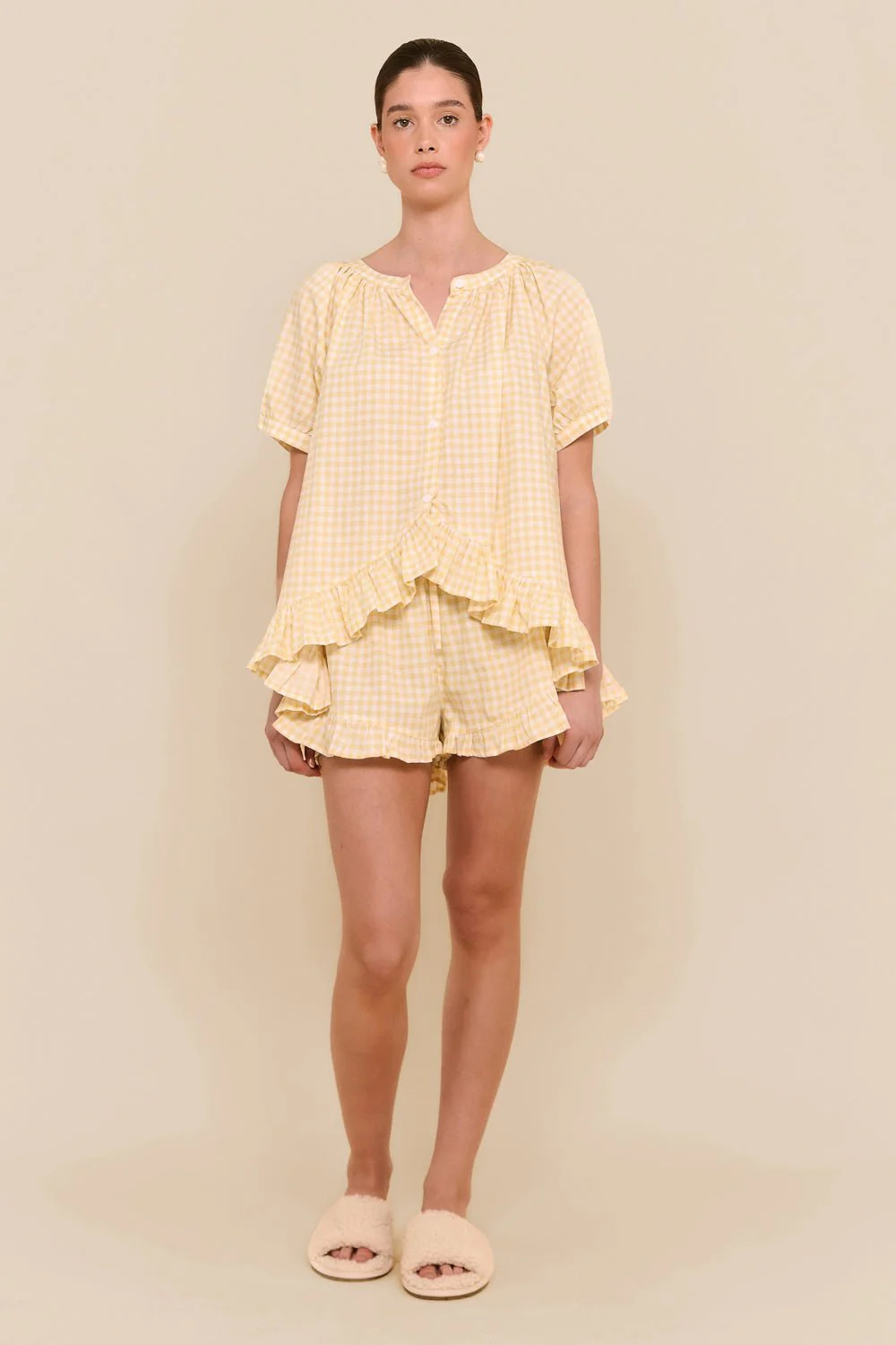 Sophie Sleep Set - Cotton - Gingham Yellow | Piyama