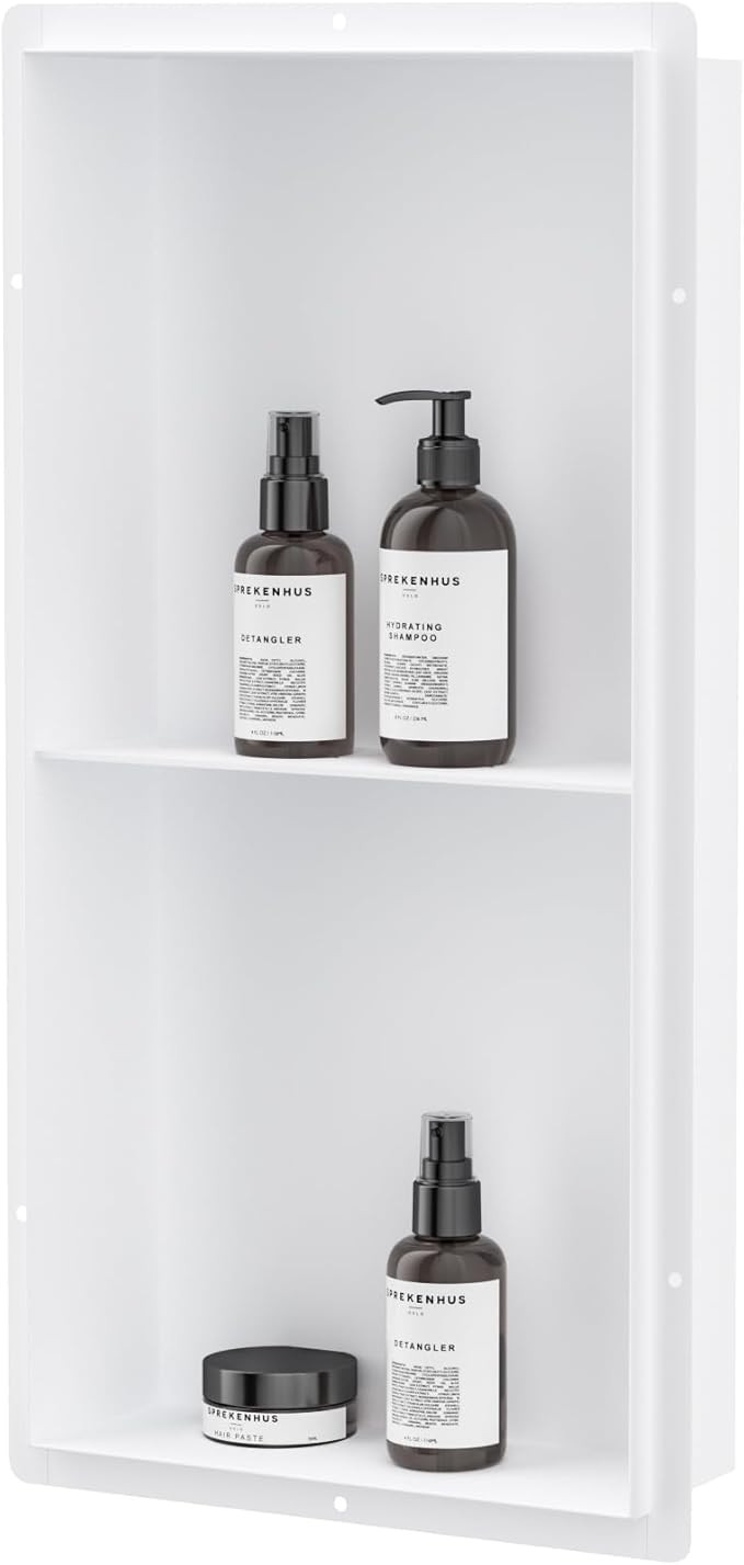 Neodrain 24X12Inch Shower Niche, White Wall Niche Stainless Steel Wall Niche NO Tile Needed Reces... | Amazon (US)