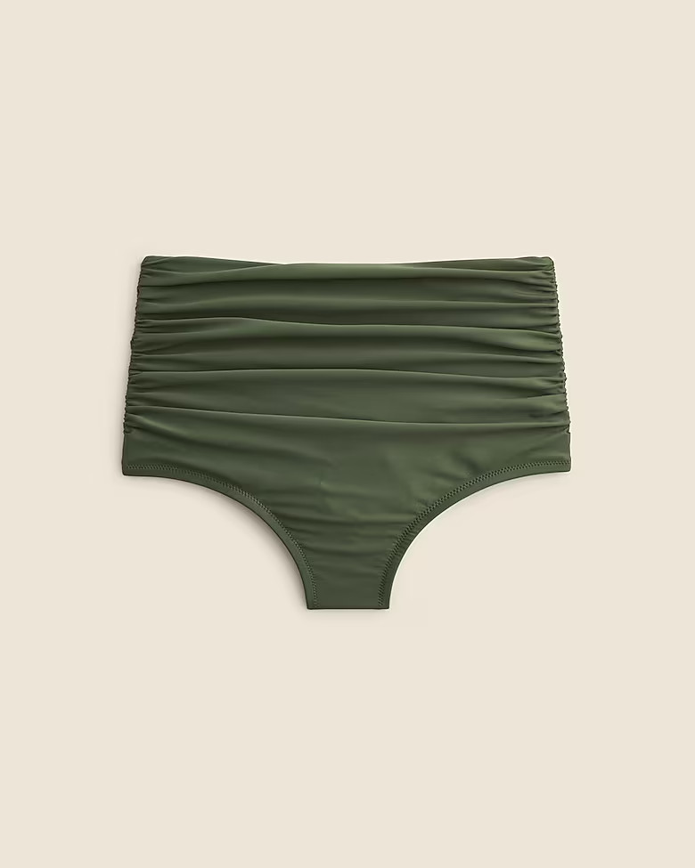 Ruched high-rise full-coverage bikini bottom | J. Crew US