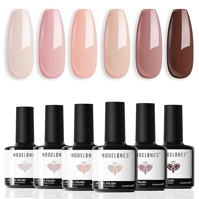 modelones Gel Nail Polish Kit -6 Colors Fall Winter Nude Pink Gel Polish Set Skin Tones Neutral B... | Amazon (US)