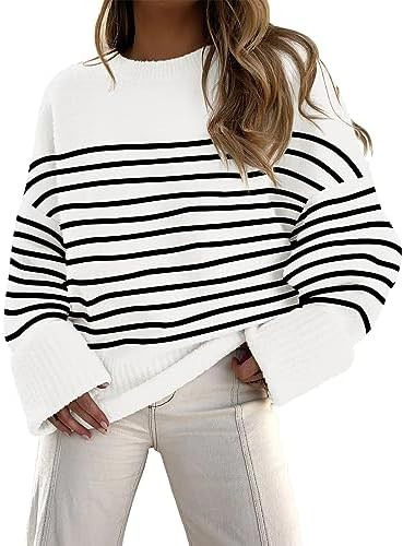 ANRABESS Women's Oversized Sweaters 2025 Long Sleeve Fuzzy Knit Casual Chunky Pullover Sweater Fa... | Amazon (US)