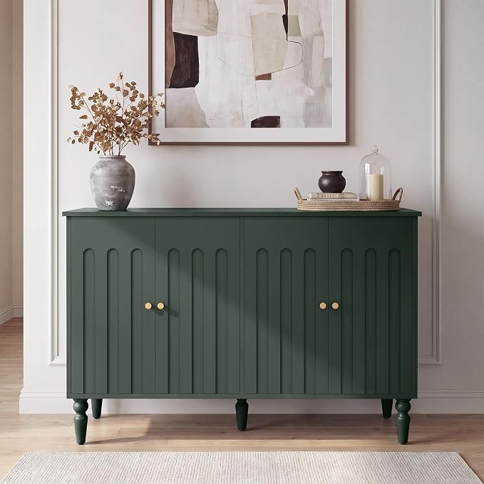 47” Arched Fluted Sideboard Buffet Cabinet with Storage, Green | Amazon (US)