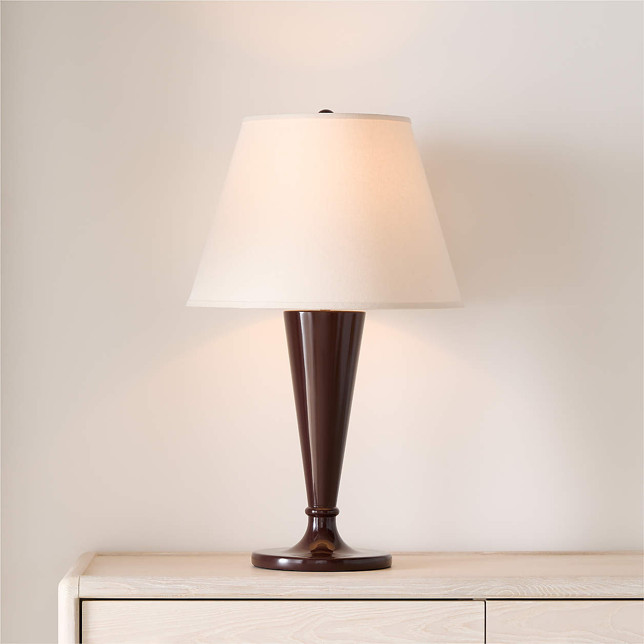 Haddon Bordeaux Metal Table Lamp with Fabric Shade 27" | Crate & Barrel | Crate & Barrel