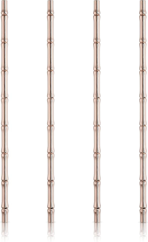Viski Stainless Cocktail Straws - Reusable Copper Straws - Eco-Friendly Bamboo Finish Metal Drink... | Amazon (US)