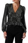 Click for more info about Metallic Sequin Long Sleeve Peplum Top