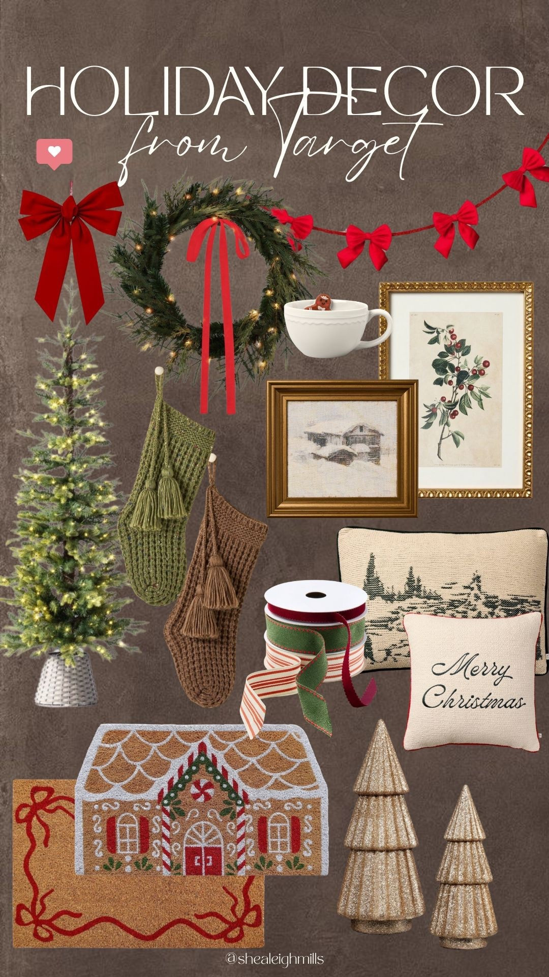 Target is killing it right now🎄👀The Christmas decor this year is full of warm textures, natural tones, and the prettiest details — think knit stockings, soft throw pillows, wreaths with red bows, and festive art that feels timeless.
Every piece feels cozy, cute, and easy to mix into your everyday home style. Everything linked from Target here!

🎁 target holiday decor, christmas home inspo, cozy christmas decor, holiday decorating ideas, festive home finds, target new arrivals, affordable holiday style, holiday interior design, neutral christmas home

#LTKHome #LTKHoliday #LTKGiftGuide