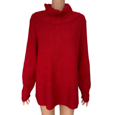 Talbots Women's Sweater Red Long Sleeve Cowl Neck cotton blend size XLp | eBay US