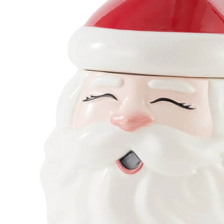 Holiday Time Ceramics Santa Cookie Jar, Ceramic Cookie Jar for Kitchen Counter, Great for Cookies... | Walmart (US)
