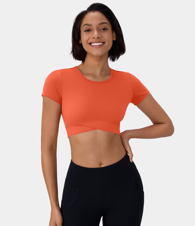 Women’s Softlyzero™ Plush Crossover Hem Cropped Sports Top - Halara | HALARA