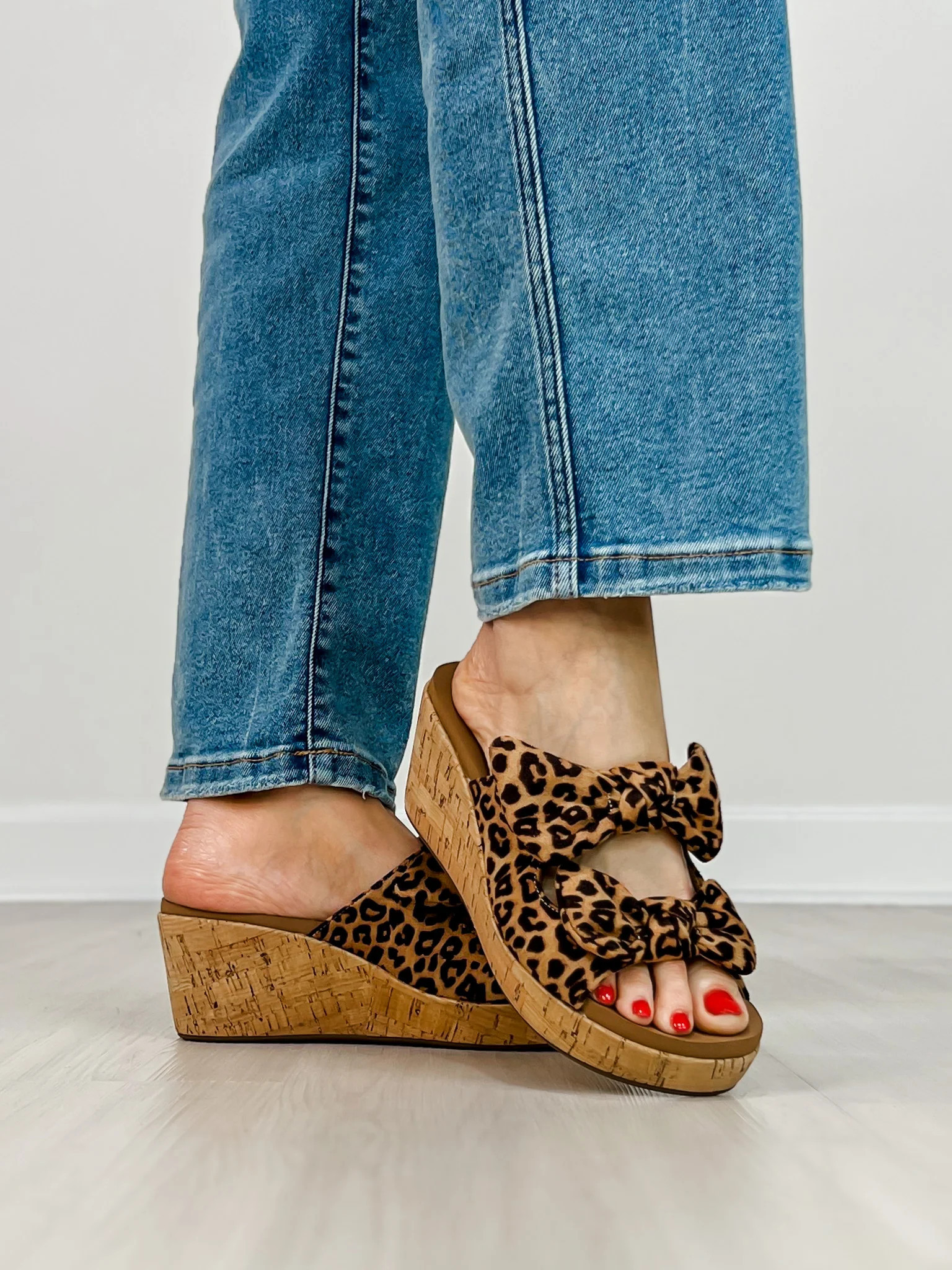 Corkys Bowed Up Wedges in Leopard | Emma Lou's Boutique