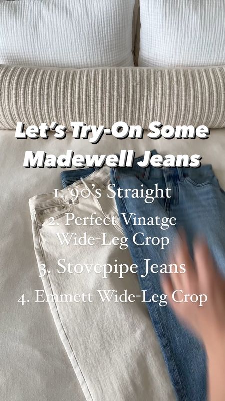 The perfect pair of jeans do exist. Breaking down all my favorite @madewell jeans: 90’s Straight, The Perfect Vintage Wide-Leg Crop, Stovepipe Jeans, and The Emmett Wide-Leg Crop. I sized up in all of these for a roomier, more comfortable fit. Comment “jeans” and I’ll DM you exact details. #ad #madewell #madewellpartner

#LTKstyletip #LTKitbag #LTKshoecrush