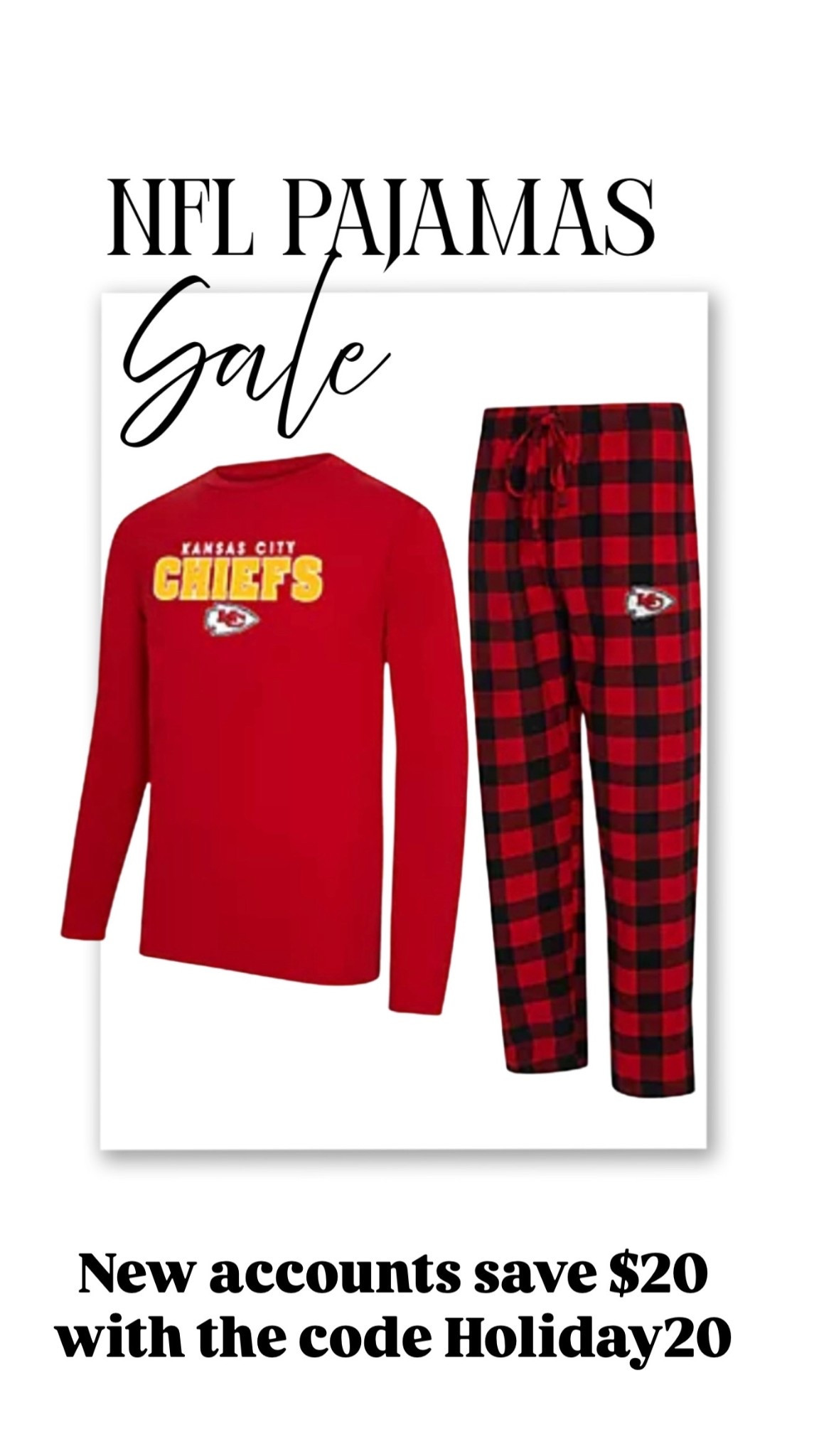 NFL license pajamas are on sale plus if you open a new account you can save an additional $20 with the code HOLIDAY20

#LTKMens #LTKFindsUnder50 #LTKHoliday