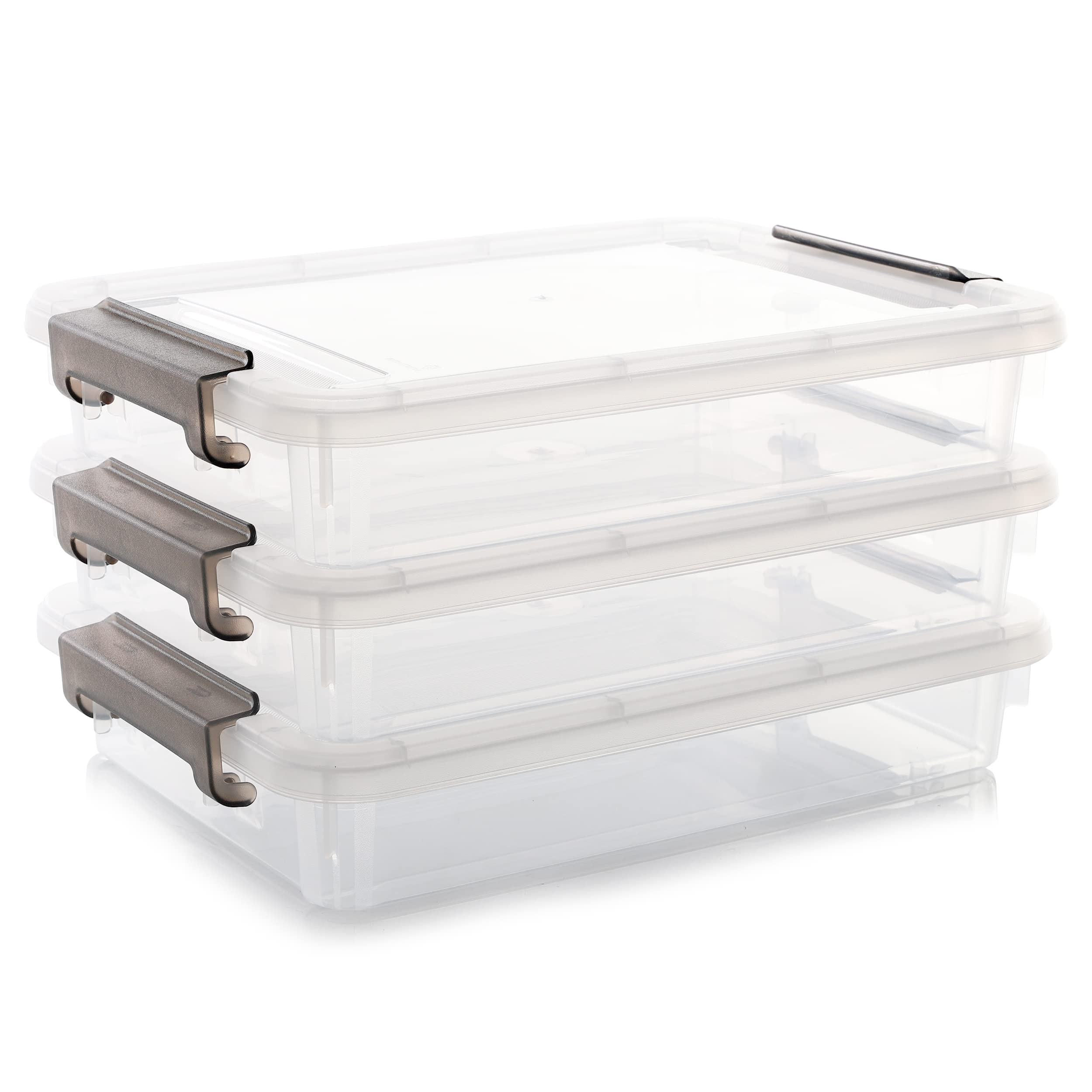 Citylife 3 PCS Plastic Storage Bins with Latching Lids Portable Project Case Clear File Box Stack... | Amazon (US)