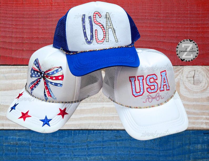 USA Trucker Hat Americana Trucker Memorial Day Holiday Hat 4th of July Trucker Hat Summer Red Whi... | Etsy (US)