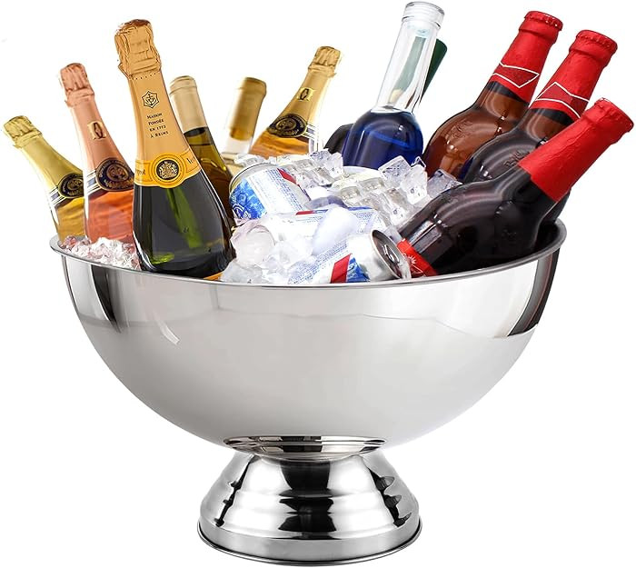 Winsterch 18/8 Stainless Steel Ice Bucket for Parties,Beverage Tub Party Bucket with Scoop,Banque... | Amazon (US)
