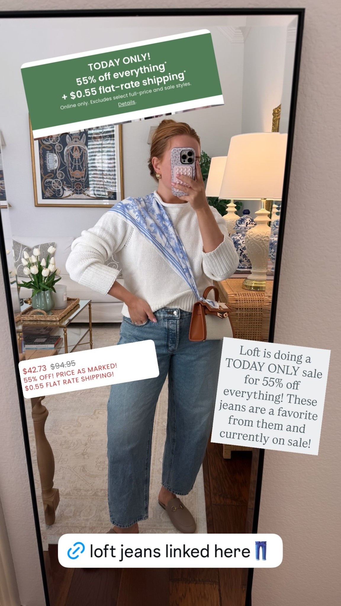 Loft is doing a TODAY ONLY sale for 55% off everything! These jeans are a favorite from them and currently on sale!