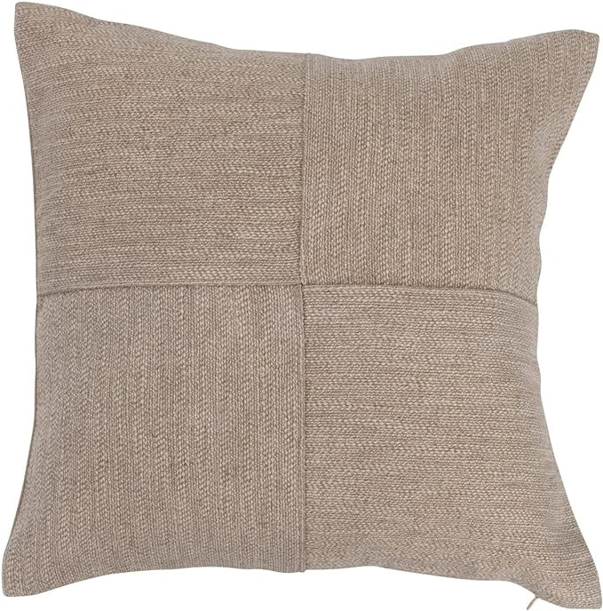 Creative Co-Op Woven Linen Blend Pieced Pillow, 16" L x 16" W x 2" H, Natural | Amazon (US)