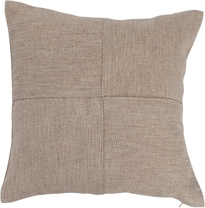 Creative Co-Op Woven Linen Blend Pieced Pillow, 16" L x 16" W x 2" H, Natural | Amazon (US)
